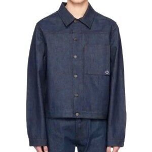 Jacquemus Navy Le Raphia Rigid Denim Jacket 48
